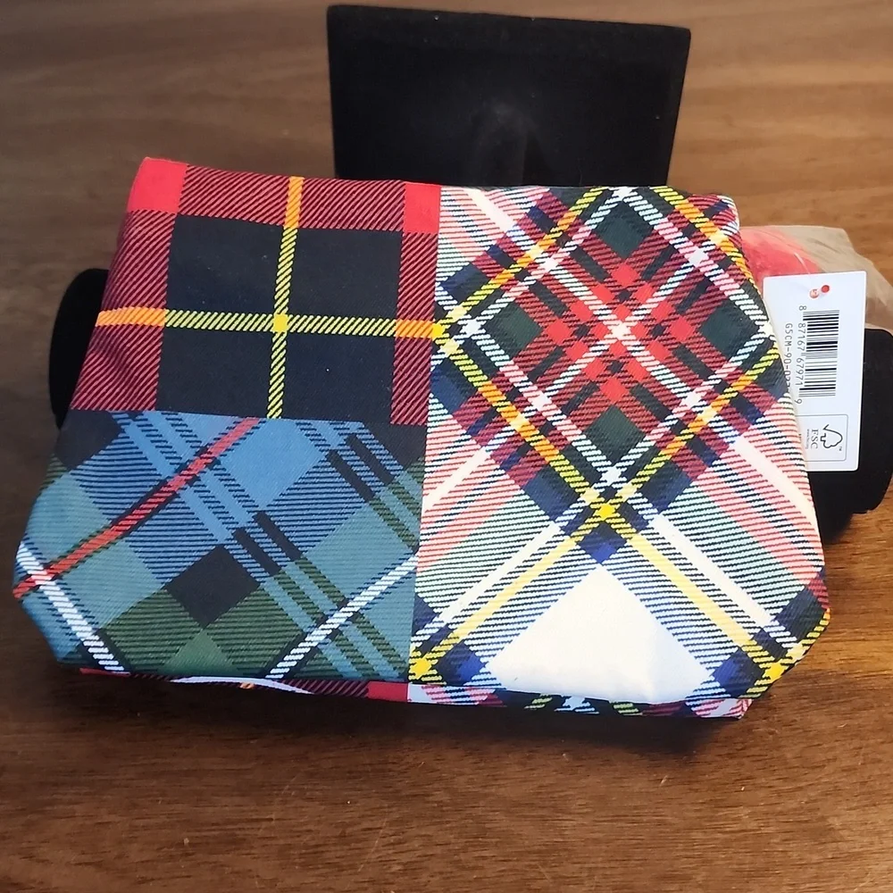 Estee Lauder Red Blue Plaid Cosmetic Pouch
